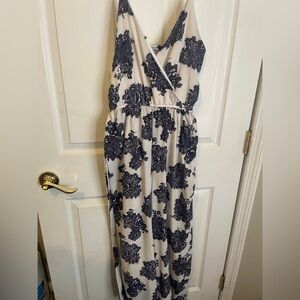 Justify Cream Maxi Jumpsuit with Navy Floral Print